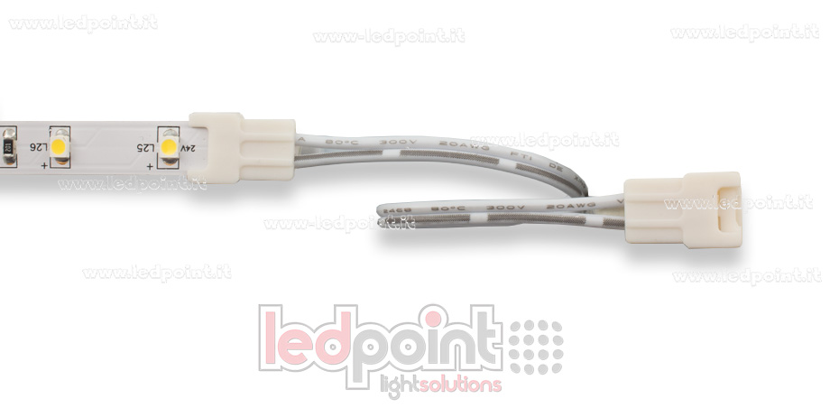 Connecteur double avec cable de 14cm 20 AWG pour rubans led monochromes pour 2835 et 3528 monochrome (PCB 8mm), version réduite C3M-CST-W14-CST-s1 Connecteur double avec cable de 14cm 20 AWG pour rubans led monochromes pour 2835 et 3528 monochrome (PCB 8mm), version réduite C3M-CST-W14-CST-s1