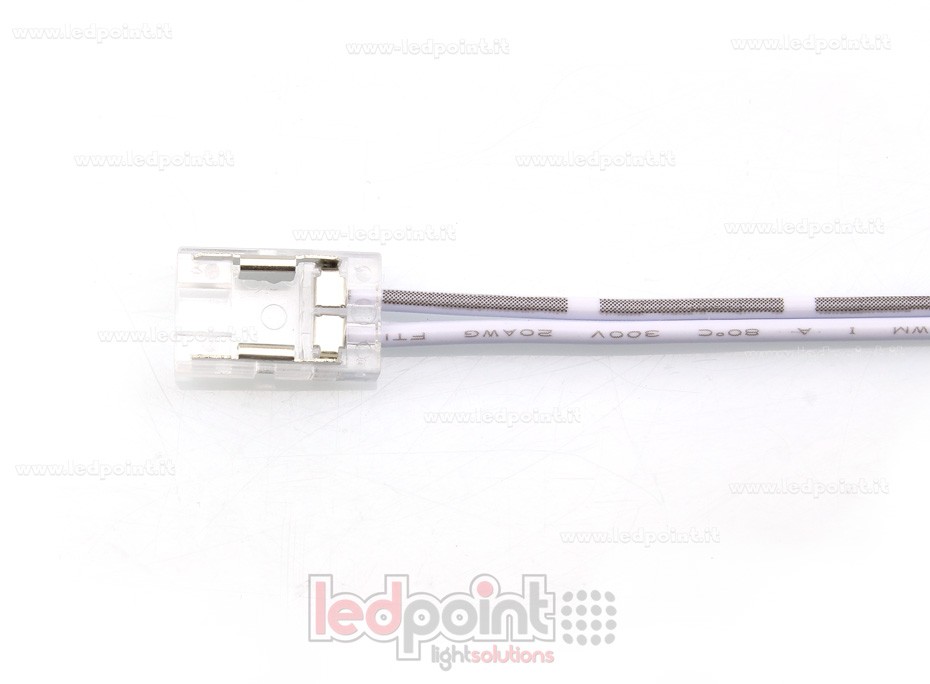 Connecteur avec câble de 15cm pour rubans monochromes avec PCB de 8mm, version réduite C3M-CST-W15-c1 Connecteur avec câble de 15cm pour rubans monochromes avec PCB de 8mm, version réduite C3M-CST-W15-c1