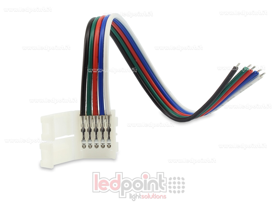 Connecteur avec câble de 14 cm pour RGBW rubans led avec PCB de 10mm C5K-CST-W14