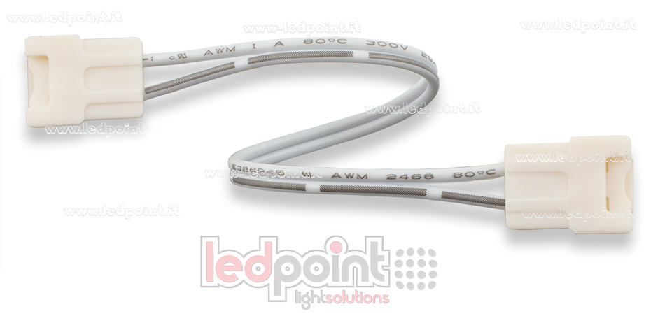 Connecteur double avec cable de 14cm, 20 AWG, pour rubans pour 2835 e 5050 monochromes (PCB 10mm), version réduite C5M-CST-W14-CST-s1 Connecteur double avec cable de 14cm, 20 AWG, pour rubans pour 2835 e 5050 monochromes (PCB 10mm), version réduite C5M-CST-W14-CST-s1