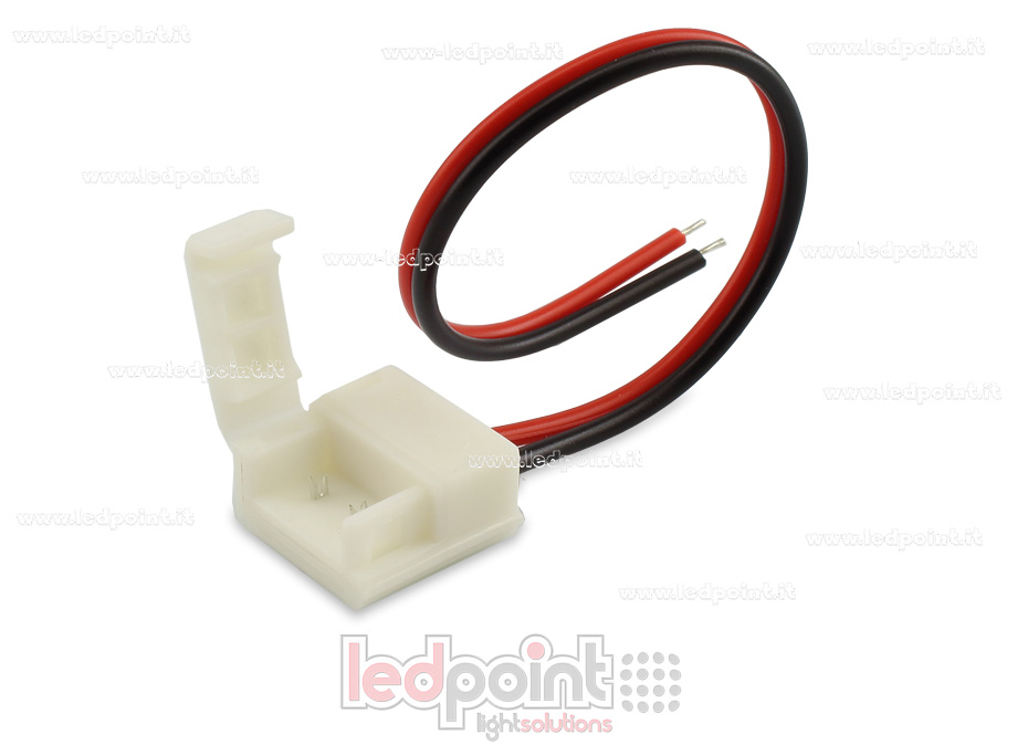 Connecteur waterproof pour IP65/IP53 2835 et 5050 monochrome rubans led (PCB 10mm) avec 14cm cable, version réduite. Parfait pour rubans LED haute densité, jusqu'à 120 LED / mètre C5MW-CST-W14-s1