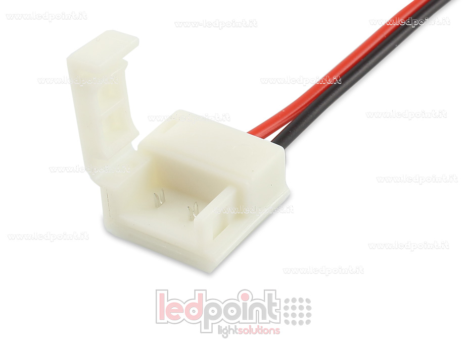 Connecteur waterproof pour IP65/IP53 2835 et 5050 monochrome rubans led (PCB 10mm) avec 14cm cable, version réduite. Parfait pour rubans LED haute densité, jusqu'à 120 LED / mètre C5MW-CST-W14-s1