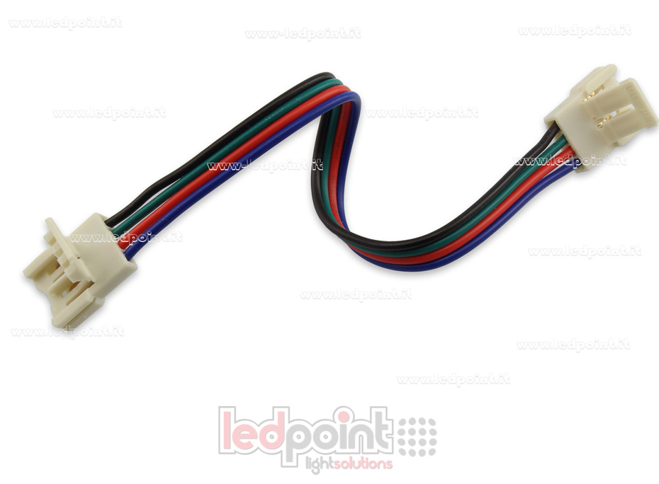 Connecteur double avec cable de 14cm, 20 AWG, pour rubans led RGB 5050 et 3535 (PCB 10mm), version réduite C5R-CST-W14-CST-S1 Connecteur double avec cable de 14cm, 20 AWG, pour rubans led RGB 5050 et 3535 (PCB 10mm), version réduite C5R-CST-W14-CST-S1