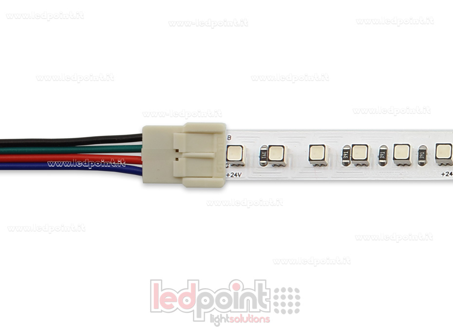 Connecteur double avec cable de 14cm, 20 AWG, pour rubans led RGB 5050 et 3535 (PCB 10mm), version réduite C5R-CST-W14-CST-S1 Connecteur double avec cable de 14cm, 20 AWG, pour rubans led RGB 5050 et 3535 (PCB 10mm), version réduite C5R-CST-W14-CST-S1