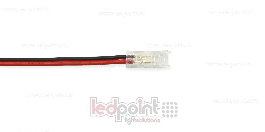 Connecteur avec câble de 10cm, pour rubans LED et COB de PCB 5mm, 2 broches, version réduite transparente CC052R-AST-W10 Connecteur avec câble de 10cm, pour rubans LED et COB de PCB 5mm, 2 broches, version réduite transparente CC052R-AST-W10