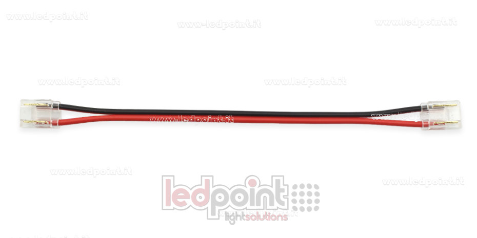 Connecteur double à 2 broches avec câble de 10cm pour rubans LED et COB de 8mm, version réduite CC082O-AST-W10-ST Connecteur double à 2 broches avec câble de 10cm pour rubans LED et COB de 8mm, version réduite CC082O-AST-W10-ST