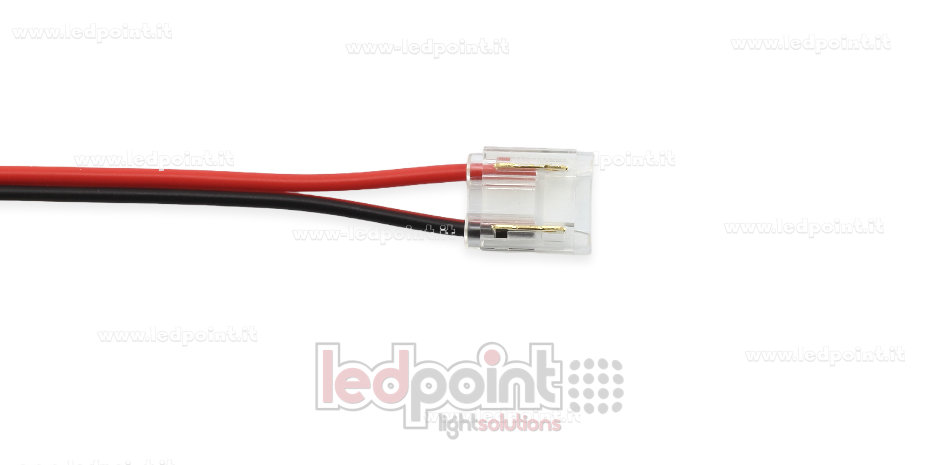 Connecteur avec câble de 10cm, pour rubans LED et COB de PCB 8mm, 2 broches, version réduite transparente CC082O-AST-W10 Connecteur avec câble de 10cm, pour rubans LED et COB de PCB 8mm, 2 broches, version réduite transparente CC082O-AST-W10