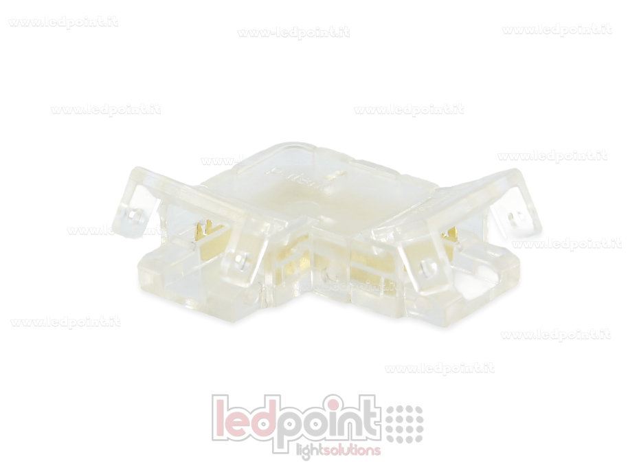 Connecteur transparent en L pour jonction de ruban et COB avec PCB de 8mm à 2 broches CC082R-AST-ST-L Connecteur transparent en L pour jonction de ruban et COB avec PCB de 8mm à 2 broches CC082R-AST-ST-L