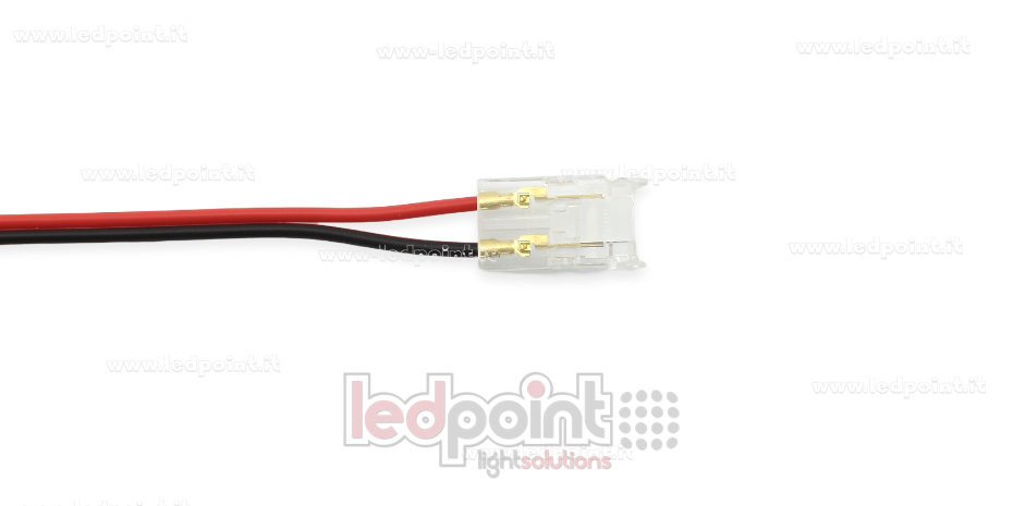 Connecteur avec câble de 10cm, pour rubans LED et COB de PCB 8mm, 2 broches, version réduite transparente CC082R-AST-W10 Connecteur avec câble de 10cm, pour rubans LED et COB de PCB 8mm, 2 broches, version réduite transparente CC082R-AST-W10
