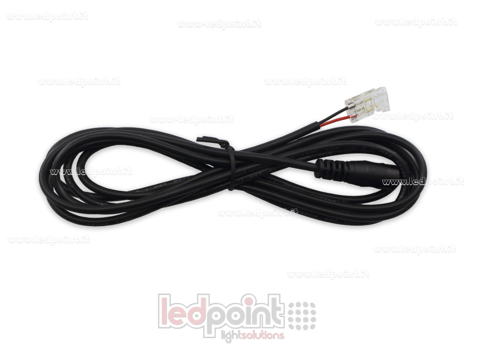 Connecteur pour 2835 et 5050 rubans led monochromes avec 14cm cable (PCB 10mm), version réduite transparent. Parfait pour rubans LED haute densité, jusqu'à 120 LED / mètre CC082R-AST-W200D