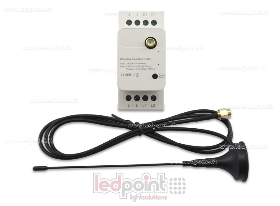 Contrôleur 2 canaux*10 A, 110/240 V, 1 000 W/canal RF 433 MHz EB-ERC2102