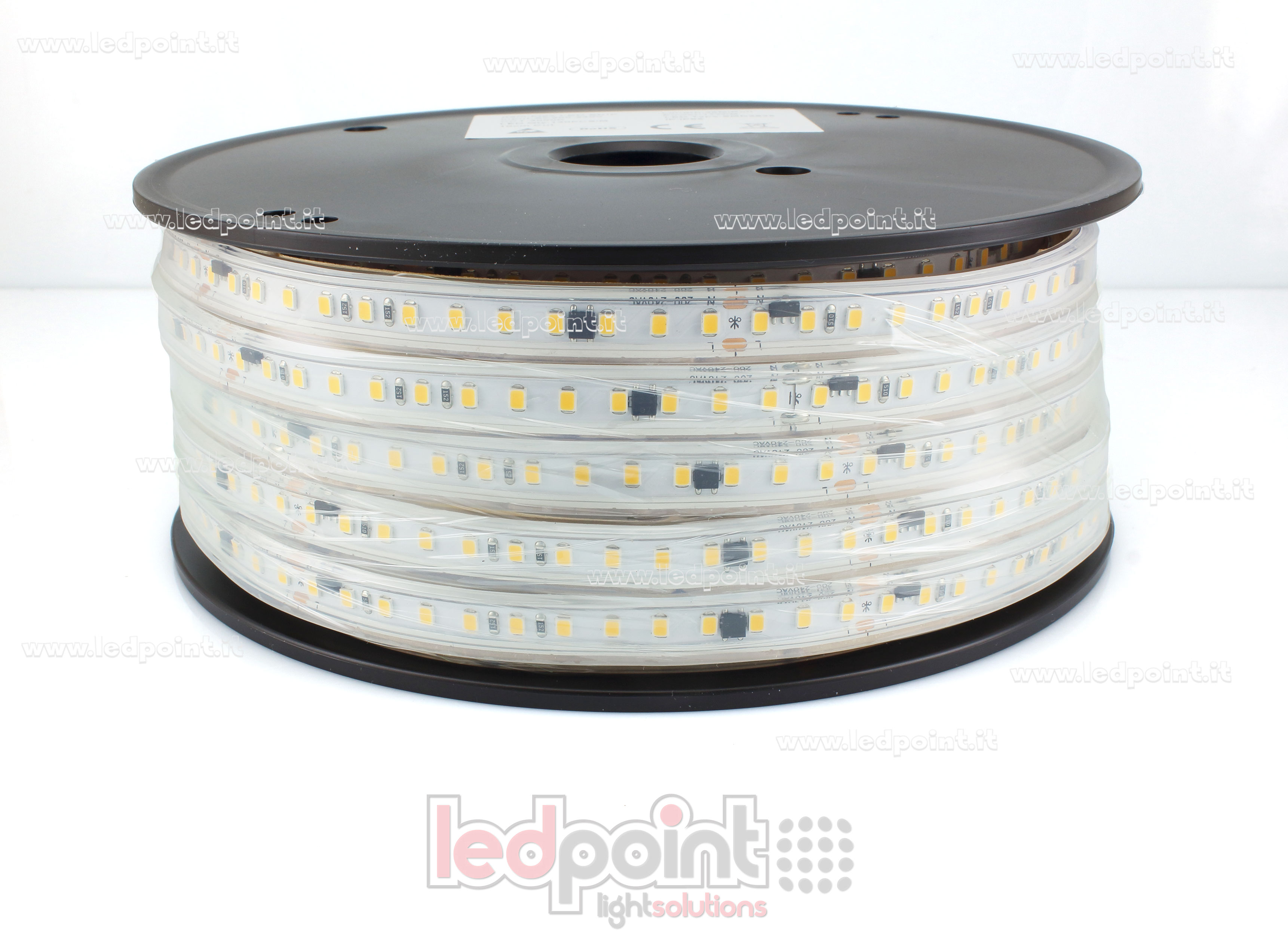 Ruban led 25m led blanc chaud 3000K 2835 130 led/m 230V 17W/m,IP64 tube