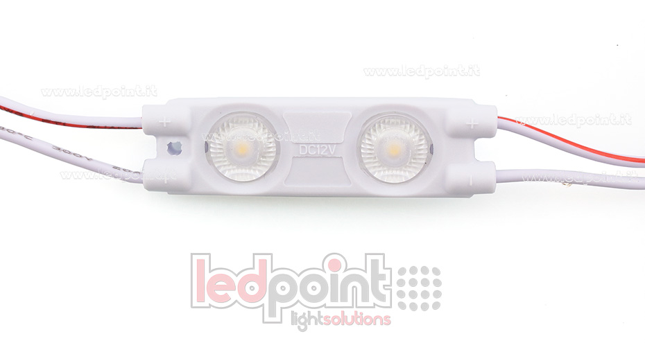 Module 2 led 2835, 0,72W 12V, blanc chaud 3000-3500K, IP65 avec lentille 165° ModD-300-02821 Module 2 led 2835, 0,72W 12V, blanc chaud 3000-3500K, IP65 avec lentille 165° ModD-300-02821