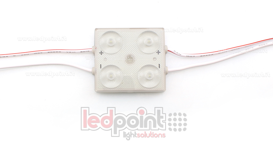 Module 4 led 2835, 1,44W 24V, blanc froid 6000-6500K, IP65 avec lentille 175° ModD-600-04832 Module 4 led 2835, 1,44W 24V, blanc froid 6000-6500K, IP65 avec lentille 175° ModD-600-04832
