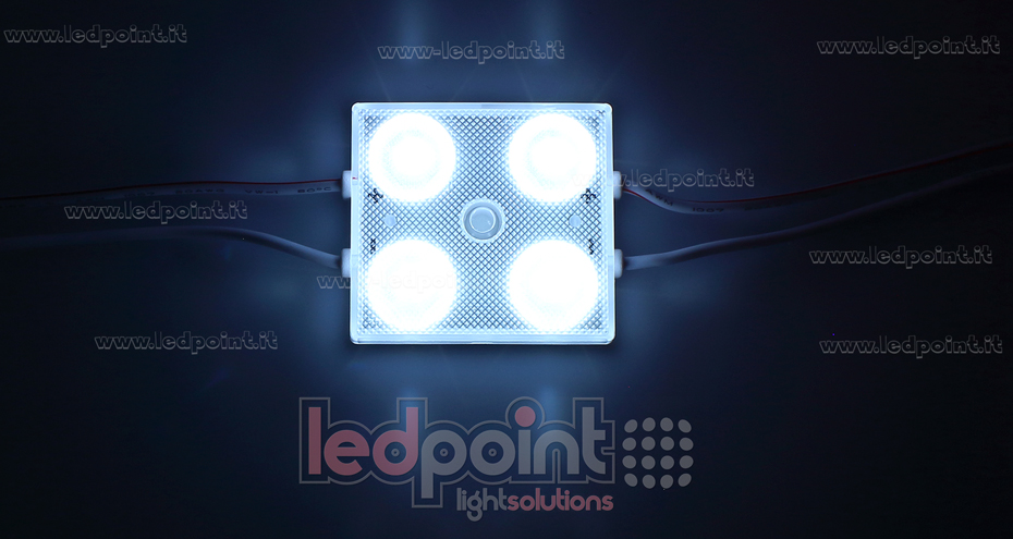 Module 4 led 2835, 1,44W 24V, blanc froid 6000-6500K, IP65 avec lentille 175° ModD-600-04832 Module 4 led 2835, 1,44W 24V, blanc froid 6000-6500K, IP65 avec lentille 175° ModD-600-04832