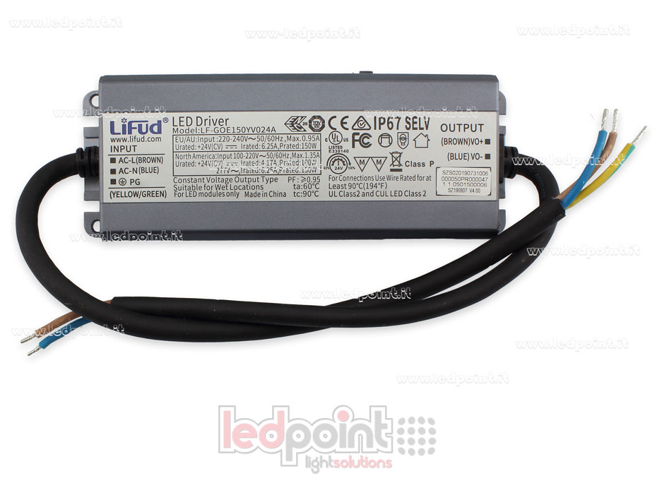 Transformateur 150W 24V IP67 LiFud PW-LF150-24-GOE