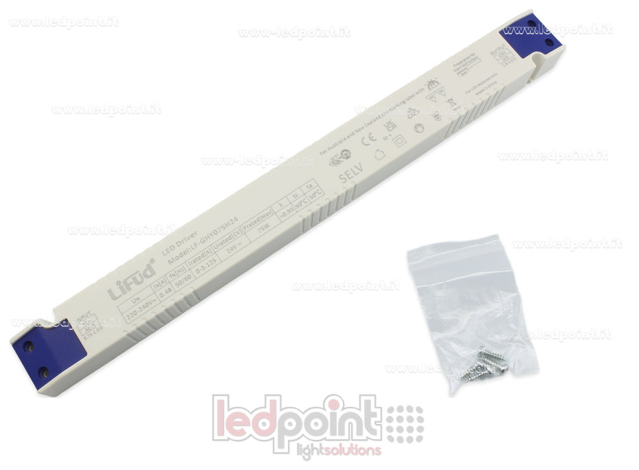 Transformateur ultra slim 75W 24V LiFud PW-LF75-24-GHY Transformateur ultra slim 75W 24V LiFud PW-LF75-24-GHY