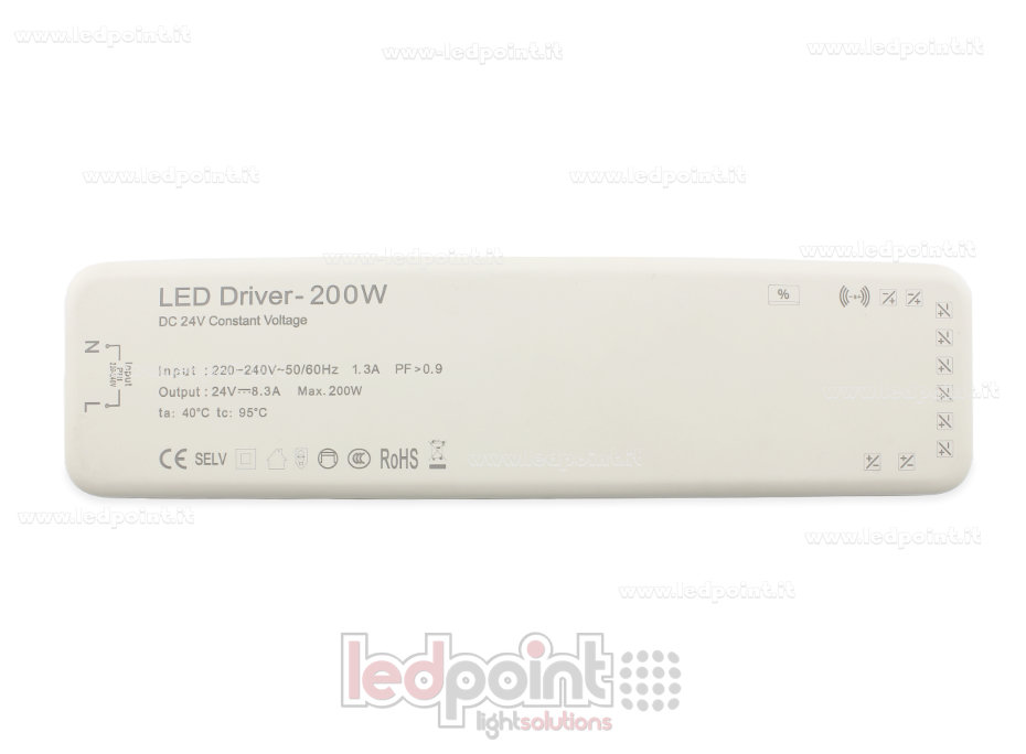 Transformateur 200W 24V Slim avec bornier pour capteurs PW-NT200-24-SHCZ