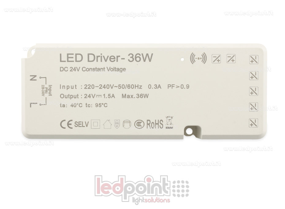Transformateur 36W 24V Slim avec bornier pour capteurs PW-NT36-24-SHCZ