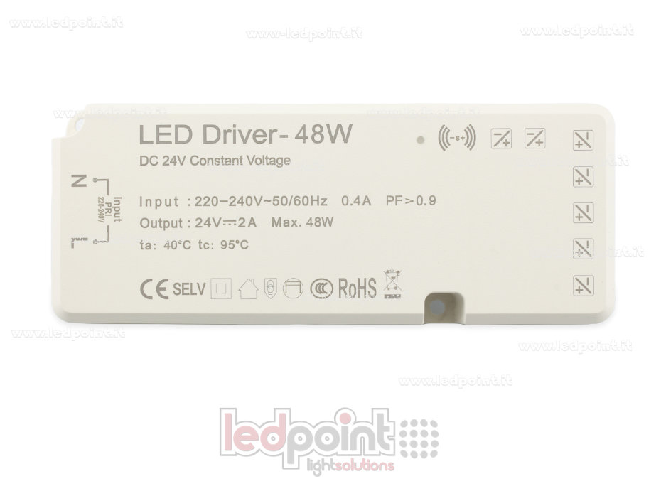 Transformateur 48W 24V Slim avec bornier pour capteurs PW-NT48-24-SHCZ