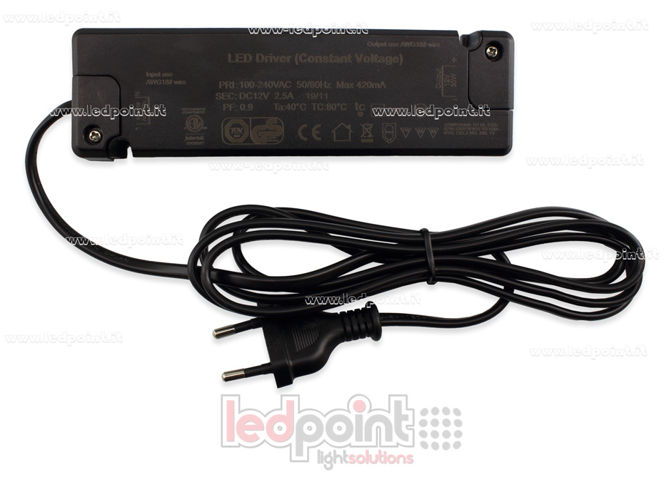 Transformateur 30W 12V avec mini connecteur 2-pin PW-STP30-12 Transformateur 30W 12V avec mini connecteur 2-pin PW-STP30-12