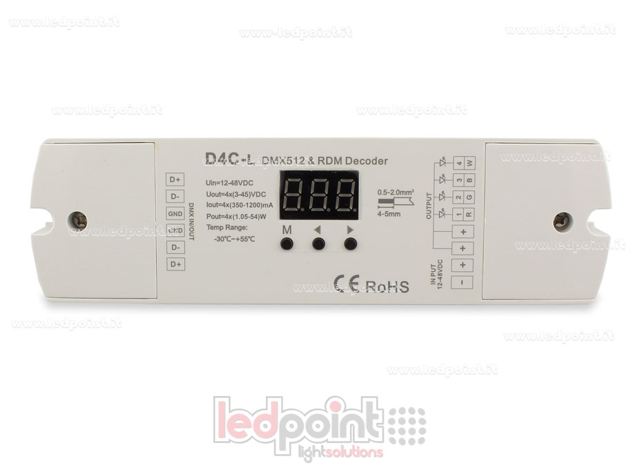 DMX 512 décodeur, courant constant 4 canaux 350-1200mA chacun, tension 12-48V DC SK-D4C-L(350-1200)