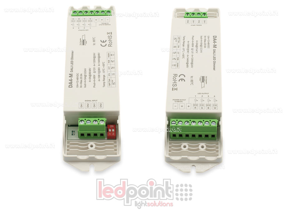 Dimmer DALI, 4 canaux 3A/5A, 12-48V DC, tension constante (DT6/DT8) SK-DA4-M Dimmer DALI, 4 canaux 3A/5A, 12-48V DC, tension constante (DT6/DT8) SK-DA4-M