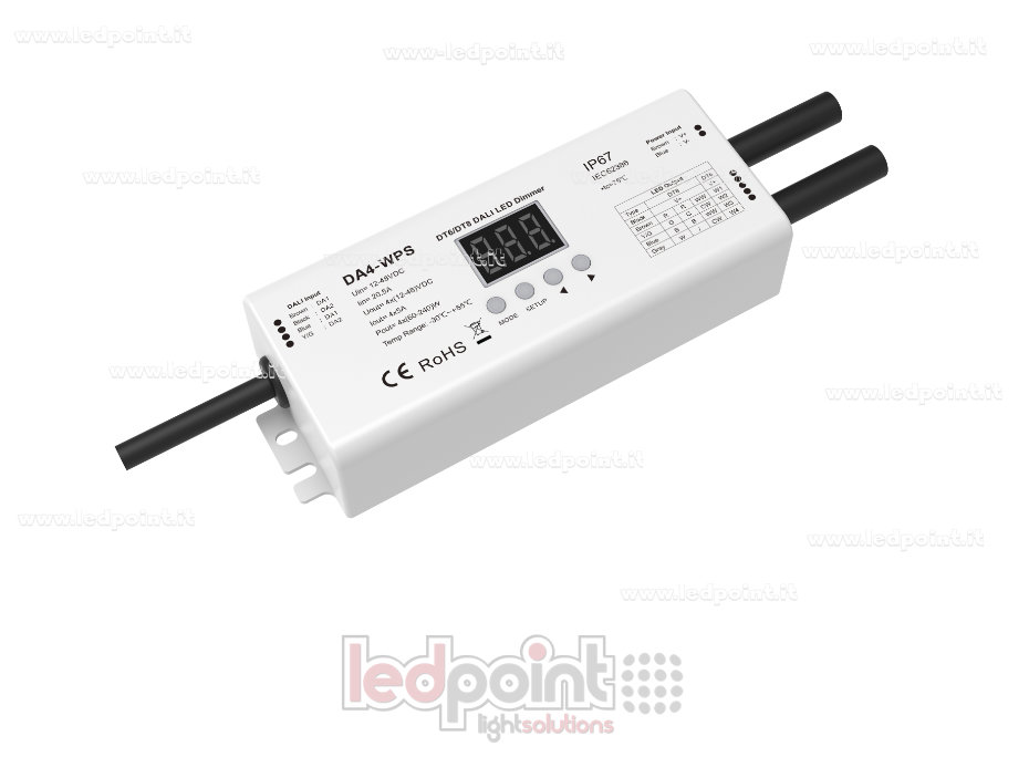 Gradateur DALI Étanche, 4ch*5A, 12-24V or 3A 36-48V, tension constante SK-DA4-WPS Gradateur DALI Étanche, 4ch*5A, 12-24V or 3A 36-48V, tension constante SK-DA4-WPS