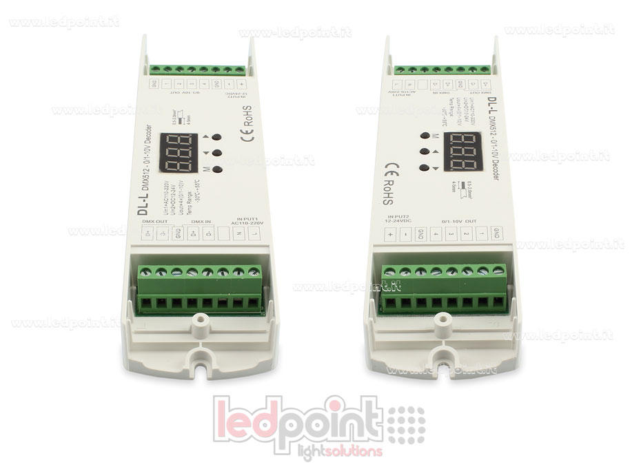 0/1-10V DMX 512 décodeur, 4 canaux 20mA chacun, tension 12-24 DC SK-DL-L 0/1-10V DMX 512 décodeur, 4 canaux 20mA chacun, tension 12-24 DC SK-DL-L