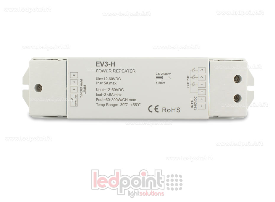 RGB amplificateur de signal 12-60V 15A (3 canaux de 5A) SK-EV3-H RGB amplificateur de signal 12-60V 15A (3 canaux de 5A) SK-EV3-H
