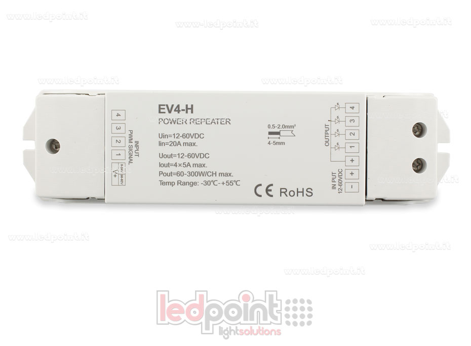 RGB amplificateur de signal 12-60V 20A (4 canaux de 5A) SK-EV4-H RGB amplificateur de signal 12-60V 20A (4 canaux de 5A) SK-EV4-H