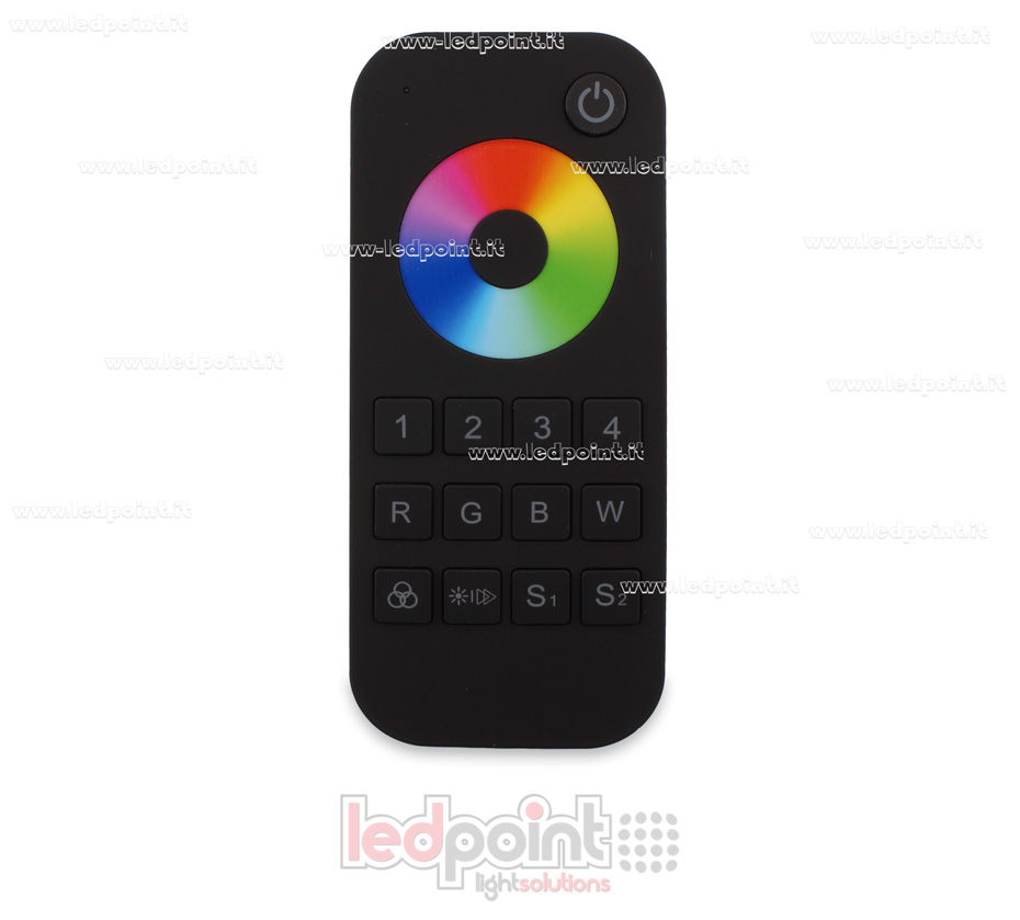 Télécommande RGB/RGBW, 4 zones, 2 scènes, noir, RF2.4g SK-RT9 Télécommande RGB/RGBW, 4 zones, 2 scènes, noir, RF2.4g SK-RT9