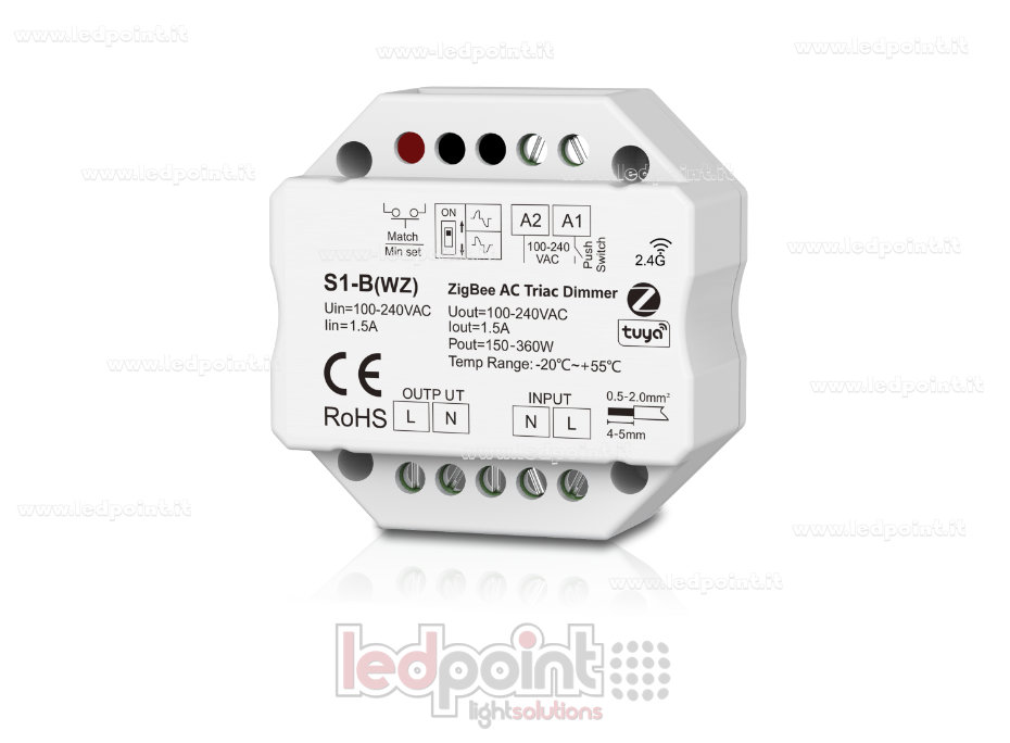 Contrôleur triac et ZigBee monochrome 100/230V, push dim AC, WiFi, RF 2.4G, pour boîte de jonction murale SK-S1-B(WZ)