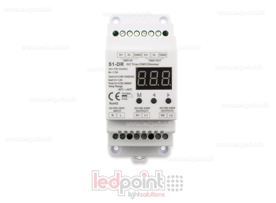 Triac DMX 512 décodeur, 2 canaux 1.2A chacun SK-S1-DR Triac DMX 512 décodeur, 2 canaux 1.2A chacun SK-S1-DR