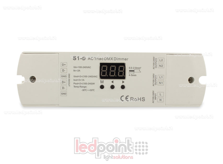 Triac AC DMX512 décodeur, 2 canaux 1A chacun SK-S1-D Triac AC DMX512 décodeur, 2 canaux 1A chacun SK-S1-D