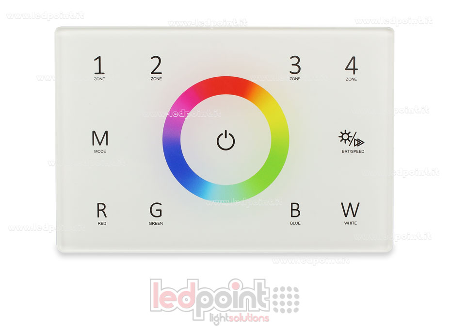 Télécommande maître RGBW 4 zones blanc murale RF2.4G + DMX512 120*80 par boîte 503 SK-T14(IT)-W