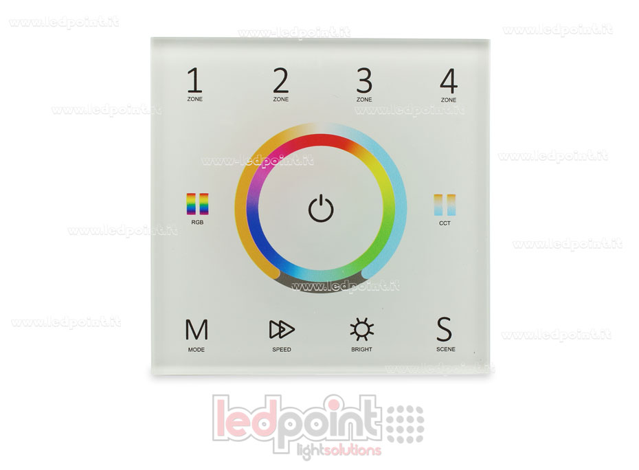 Télécommande maître RGB+CCT 4 zones blanc murale RF2.4G + DMX512 SK-T15-W