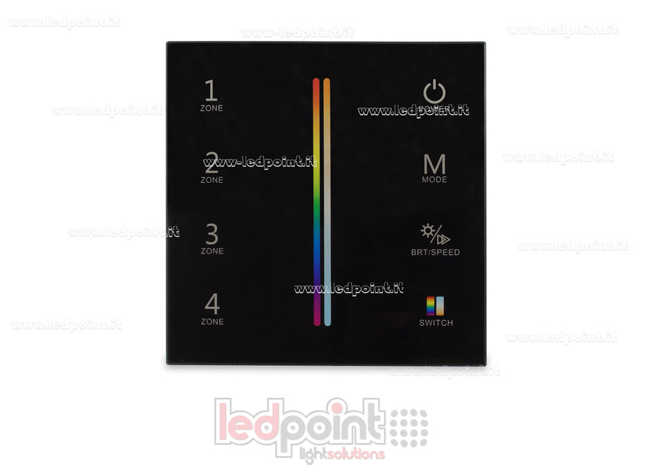 Télécommande murale noir RGB/CCT 4 zones RF2.4G SK-T25-B Télécommande murale noir RGB/CCT 4 zones RF2.4G SK-T25-B