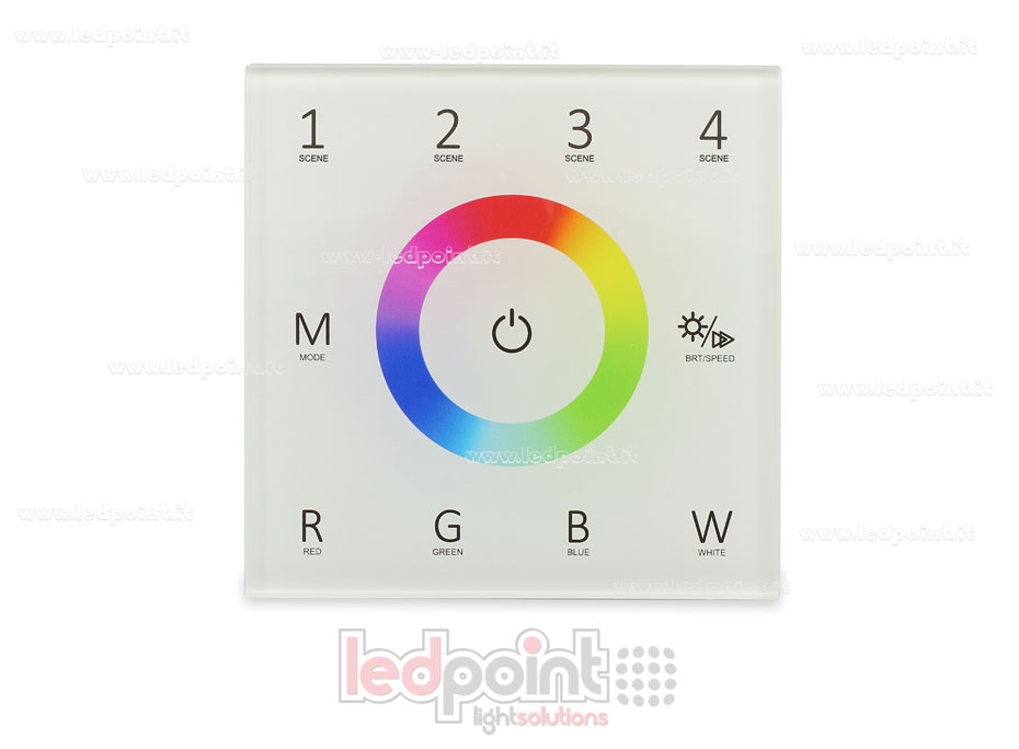 Contrôleur et télécommande murale RF RGBW 12-24V, blanc, 86x86mb SK-T4-W Contrôleur et télécommande murale RF RGBW 12-24V, blanc, 86x86mb SK-T4-W