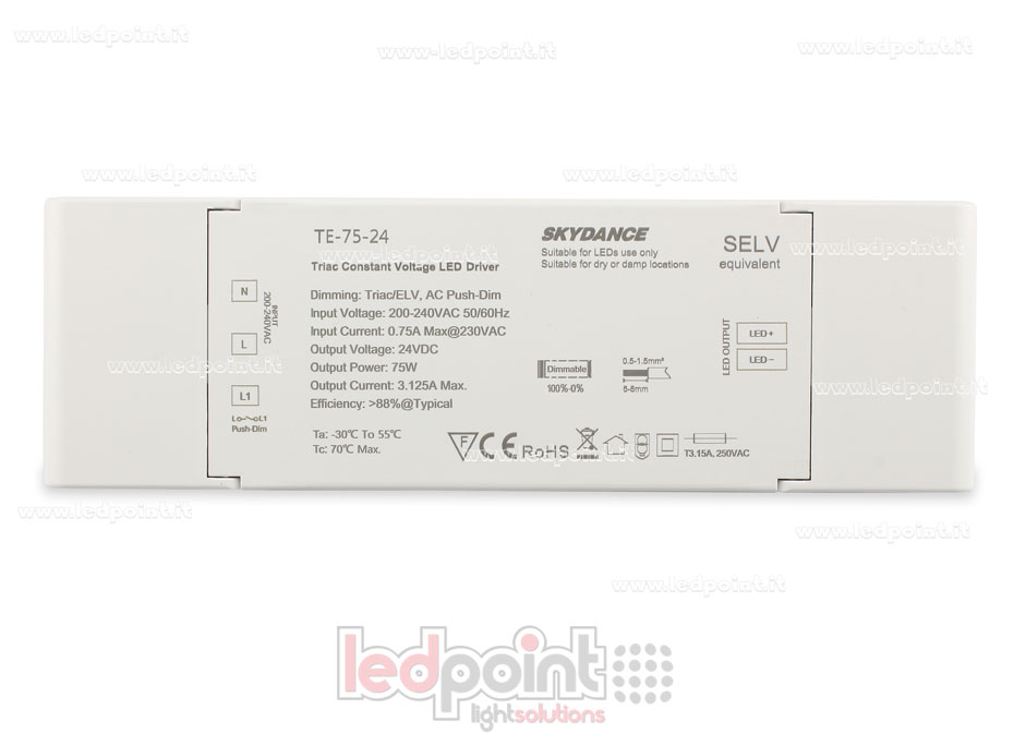 Transformateur 75W 24V CV Triac AC Push-Dim SkyDance SK-TE-75-24