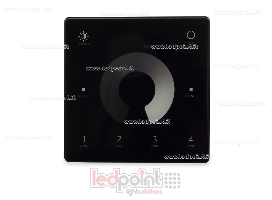 Télécommande murale slim monochrome, à piles, noir, 4 zones RF2.4G SK-TW1-4-B Télécommande murale slim monochrome, à piles, noir, 4 zones RF2.4G SK-TW1-4-B