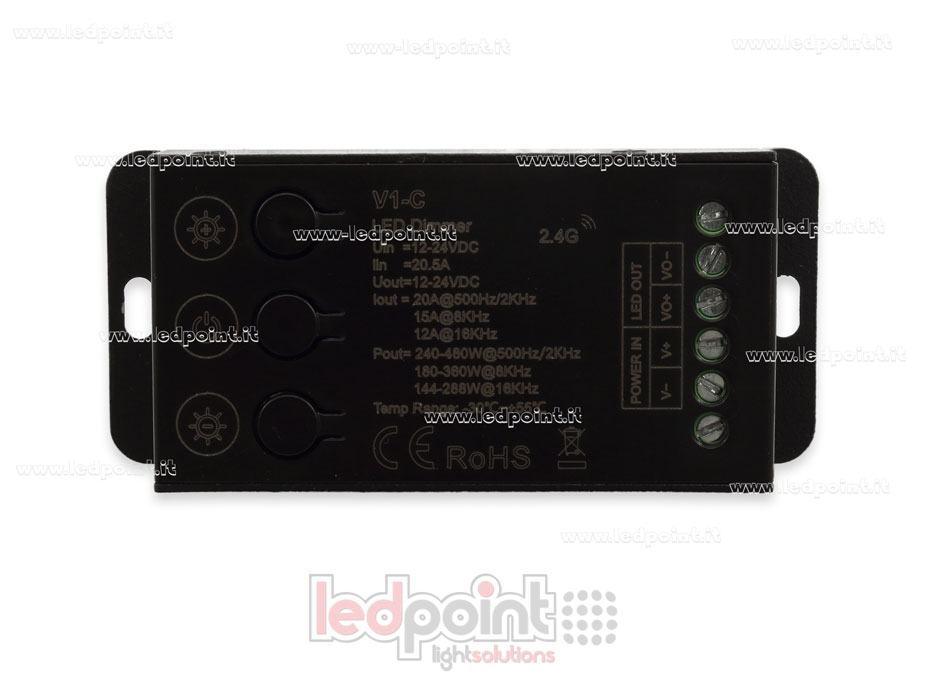 Récepteur contrôleur monochrome 12-24V, 1ch*20A avec 3 boutons et PWM sélectionnable, RF 2.4G SK-V1-C