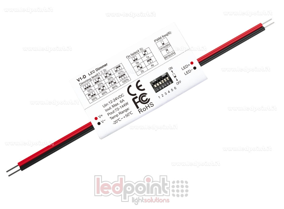 Mini Contrôleur 12-24V, 1ch 6A (sans RF) SK-V1-D Mini Contrôleur 12-24V, 1ch 6A (sans RF) SK-V1-D