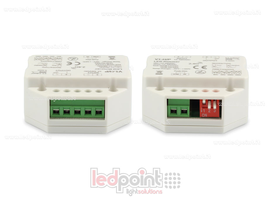 Récepteur variateur pour de boîte de jonction murale, monochrome avec bouton poussoir 1CH * 4A / 8A 12-48VDC, RF 2.4G avec courbe logarithmique ou linéaire et fréquence PWM sélectionnable SK-V1-H/P Récepteur variateur pour de boîte de jonction murale, monochrome avec bouton poussoir 1CH * 4A / 8A 12-48VDC, RF 2.4G avec courbe logarithmique ou linéaire et fréquence PWM sélectionnable SK-V1-H/P