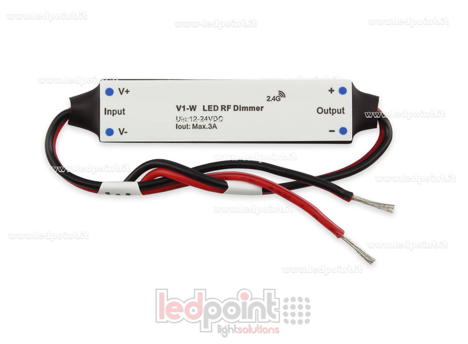 Mini récepteur variateur, pour installation profilée, monochrome, 12 / 24V, 1ch 3A / CH, RF 2.4G SK-V1-W Mini récepteur variateur, pour installation profilée, monochrome, 12 / 24V, 1ch 3A / CH, RF 2.4G SK-V1-W