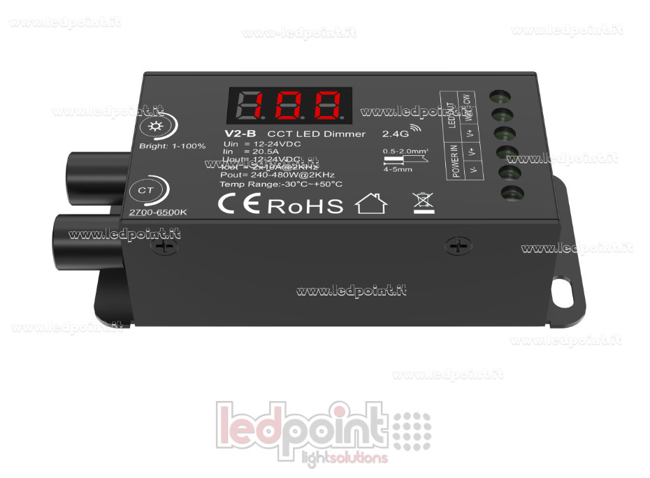Récepteur contrôleur CCT 12-24V, 2ch*10A avec 2 boutons et PWM sélectionnable, RF 2.4G SK-V2-B Récepteur contrôleur CCT 12-24V, 2ch*10A avec 2 boutons et PWM sélectionnable, RF 2.4G SK-V2-B