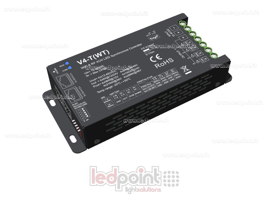 Récepteur contrôleur synchronisé Wifi et RF avec 12/48 VCC, 4 canaux*8 A, Wifi+RF 2,4 G SK-V4-T(WT)