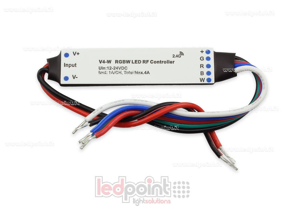Récepteur controller mini RGBW 12/24V, 4ch*1A, max 75W, RF 2.4GHz SK-V4-W