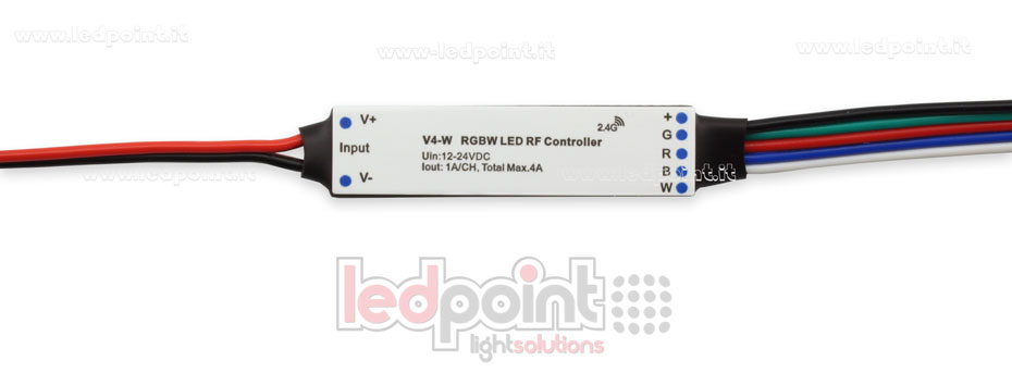 Récepteur controller mini RGBW 12/24V, 4ch*1A, max 75W, RF 2.4GHz SK-V4-W