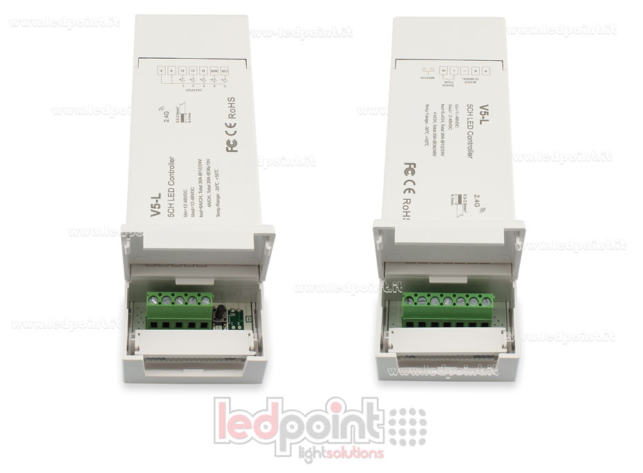 Récepteur contrôleur RGB+CCT 12/24V,5ch*6A or 36/48V, 5ch*4A, RF 2.4G SK-V5-L Récepteur contrôleur RGB+CCT 12/24V,5ch*6A or 36/48V, 5ch*4A, RF 2.4G SK-V5-L